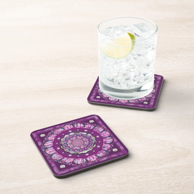 Cardinal Red Rosace Beverage Coaster (Right Side)