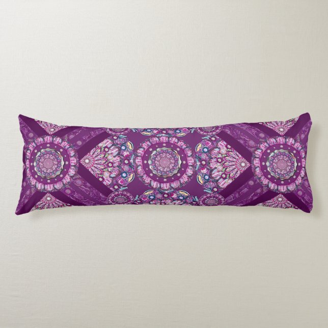 Cardinal red Rosace Body Pillow (Front)