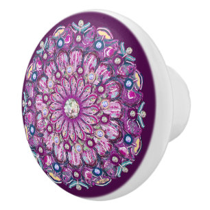 Cardinal red Rosace Ceramic Knob