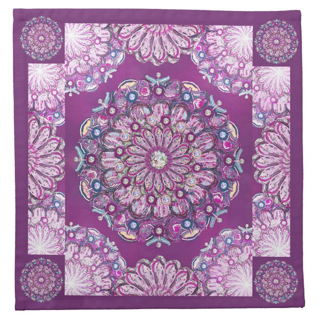 Cardinal Red Rosace Cloth Napkin (Front)