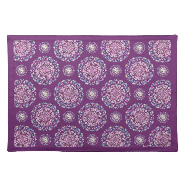 Cardinal Red Rosace Cloth Placemat (Front)