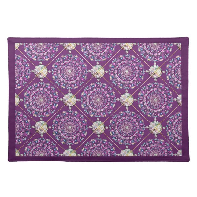 Cardinal Red Rosace Cloth Placemat (Front)