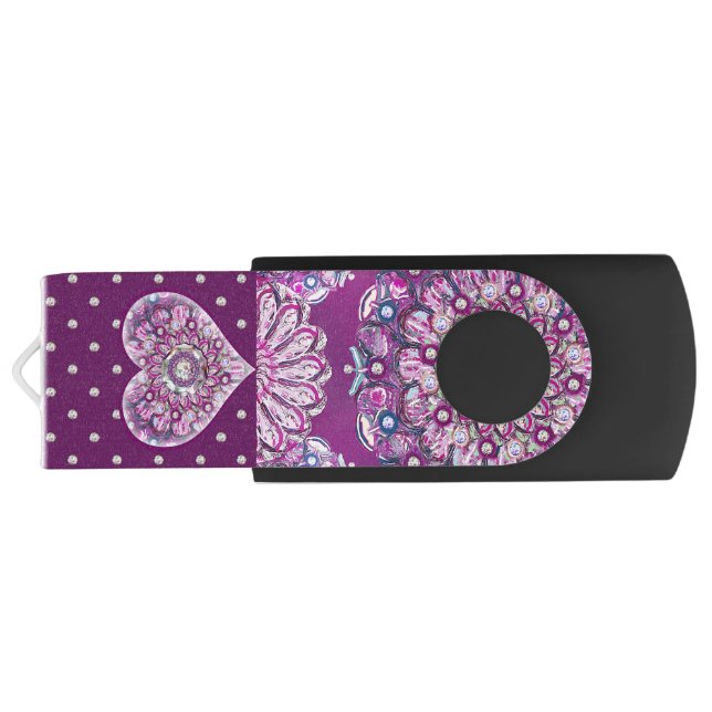 Cardinal red Rosace Flash Drive (Back)