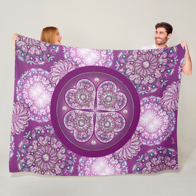 Cardinal red Rosace Fleece Blanket (In Situ)