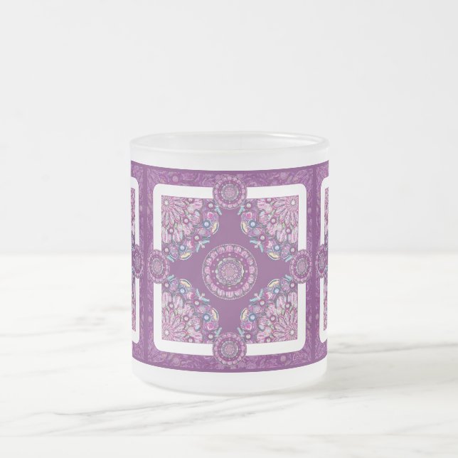 Cardinal red Rosace Frosted Glass Coffee Mug (Center)