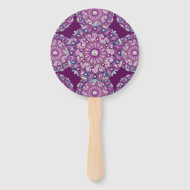 Cardinal Red Rosace Hand Fan (Back)