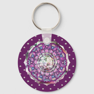 Cardinal Red Rosace Keychain