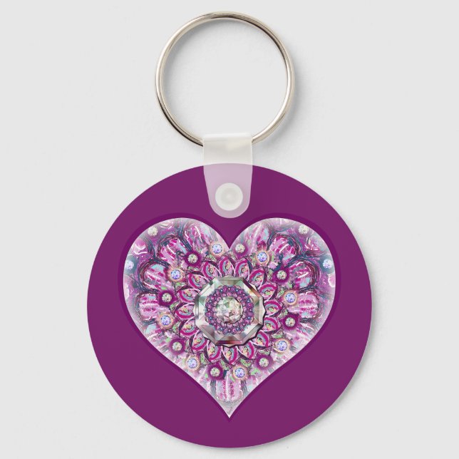 Cardinal red Rosace Keychain (Front)