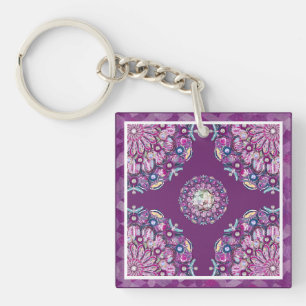 Cardinal Red Rosace Keychain