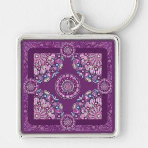 Cardinal Red Rosace Keychain