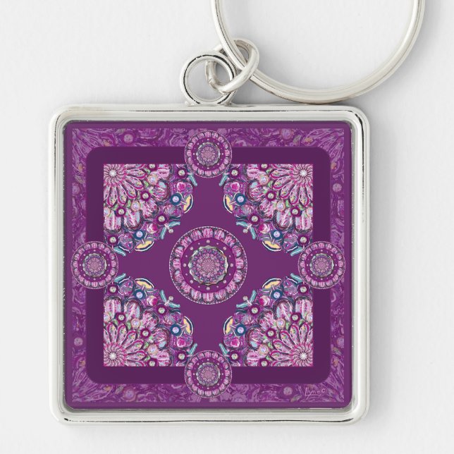 Cardinal Red Rosace Keychain (Front)