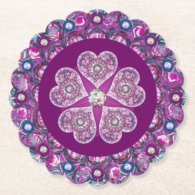 Cardinal Red Rosace Paper Coaster (Front)