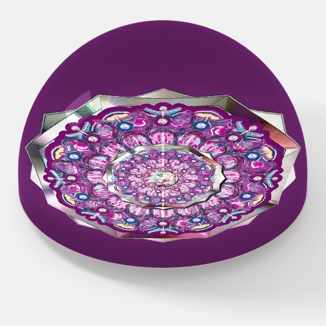 Cardinal Red Rosace Paperweight (Angled)