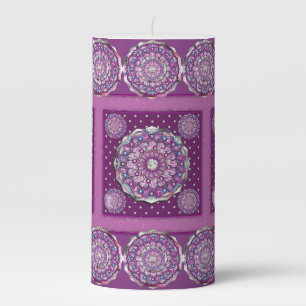 Cardinal Red Rosace Pillar Candle