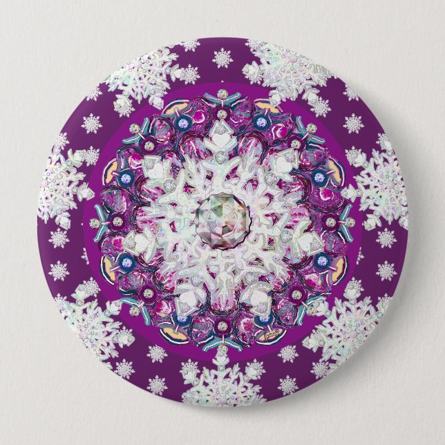 Cardinal red rosace & snowflake button (Front)
