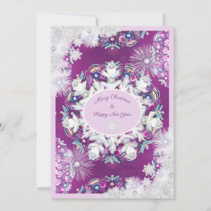 Cardinal red rosace & snowflake card