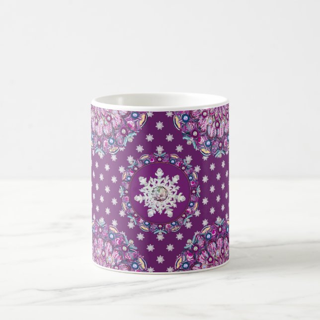 Cardinal red rosace & snowflake coffee mug (Center)