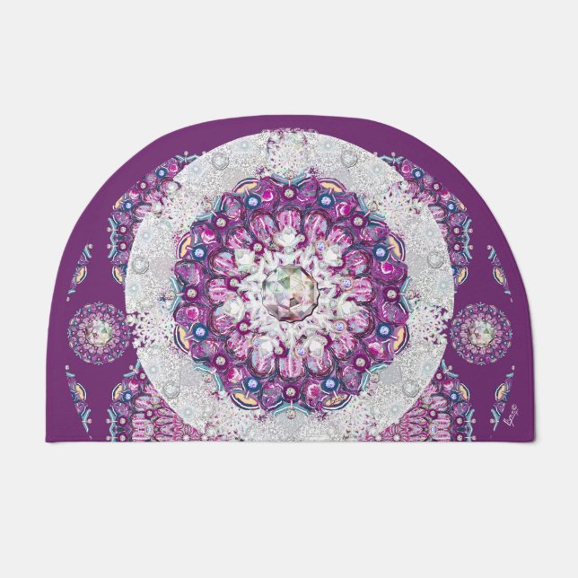 Cardinal red rosace & snowflake doormat (Front)