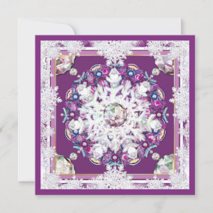 Cardinal red rosace & snowflake invitation