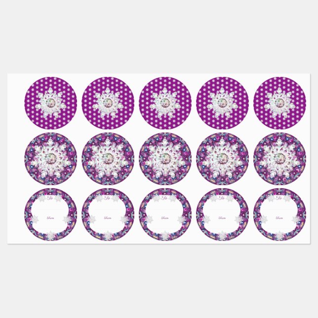 Cardinal red rosace & snowflake labels (Sheet)