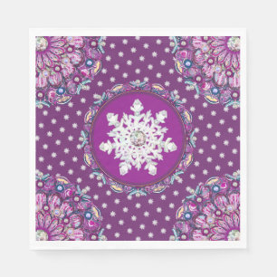 Cardinal red rosace & snowflake napkins