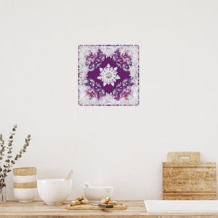 Cardinal red rosace & snowflake poster