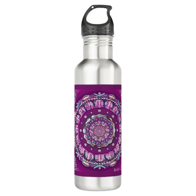 Cardinal Red Rosace Stainless Steel Water Bottle (Front)