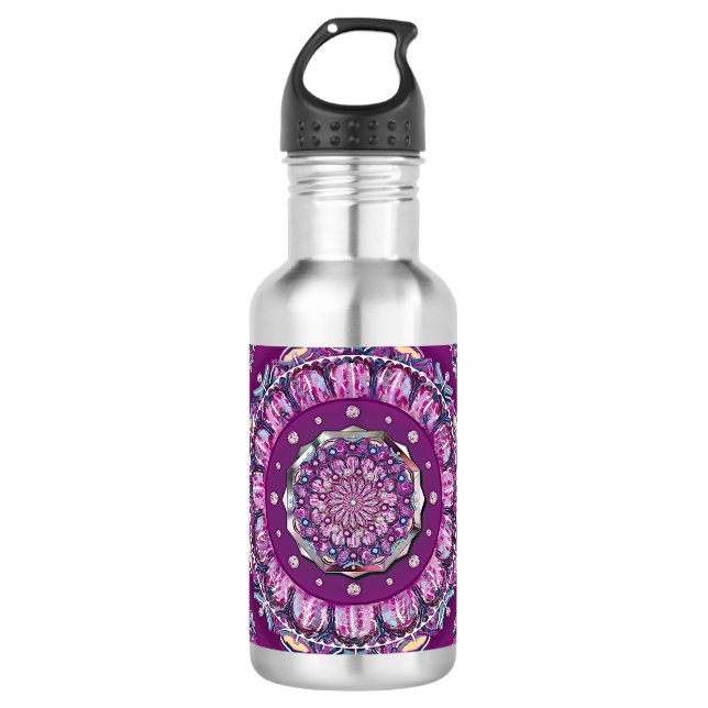 Cardinal Red Rosace Stainless Steel Water Bottle (Front)