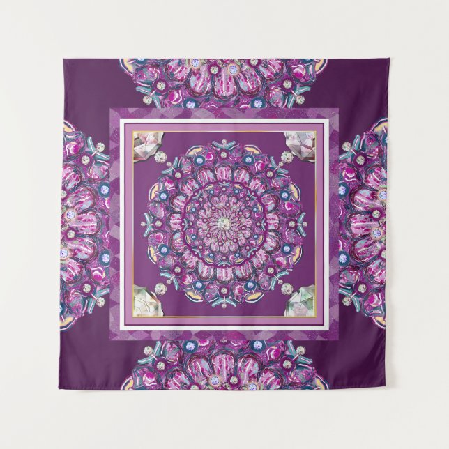 Cardinal red Rosace Tapestry (Front)