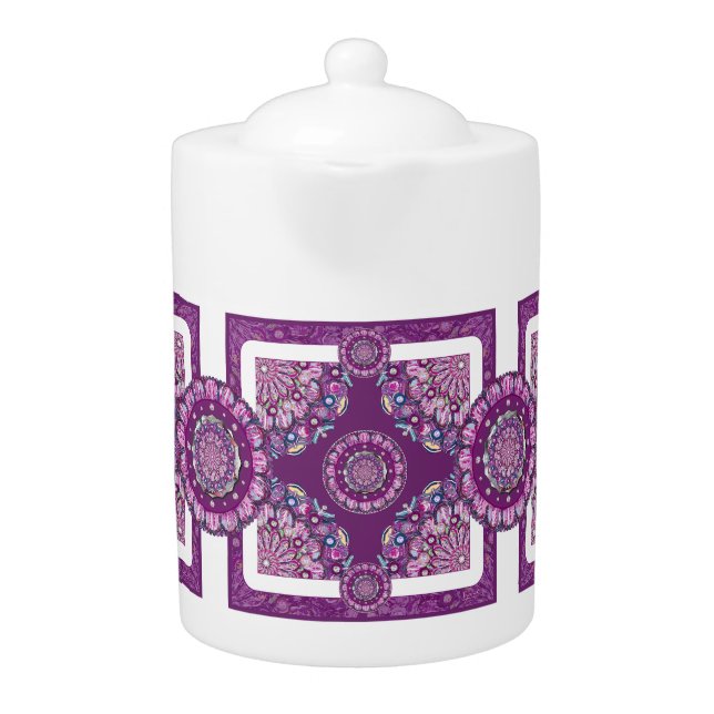 Cardinal red Rosace Teapot (Front)