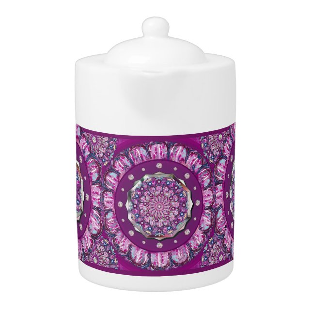 Cardinal red Rosace Teapot (Front)