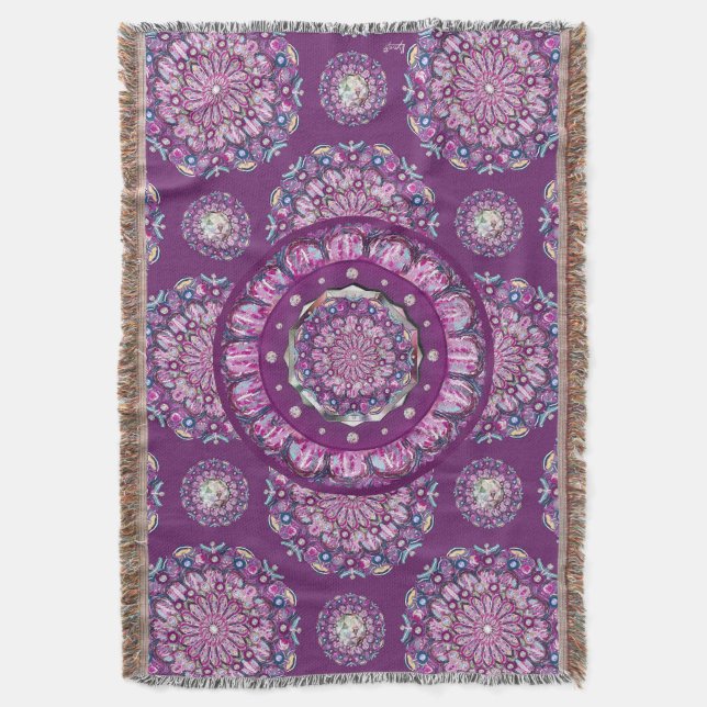 Cardinal red Rosace Throw Blanket (Front Vertical)