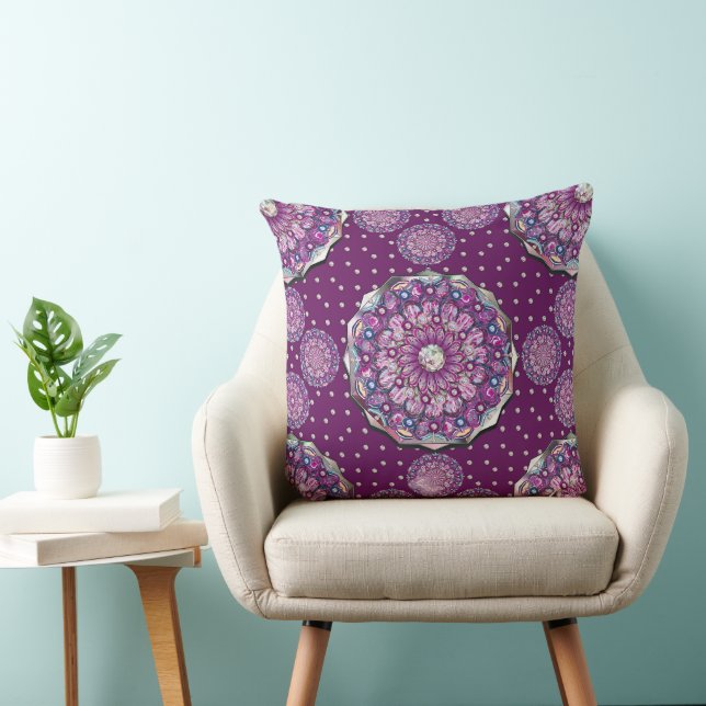 Cardinal red Rosace Throw Pillow (Chair)