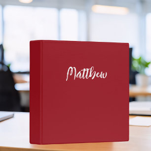  cardinal red solid color -personalized  3 ring binder