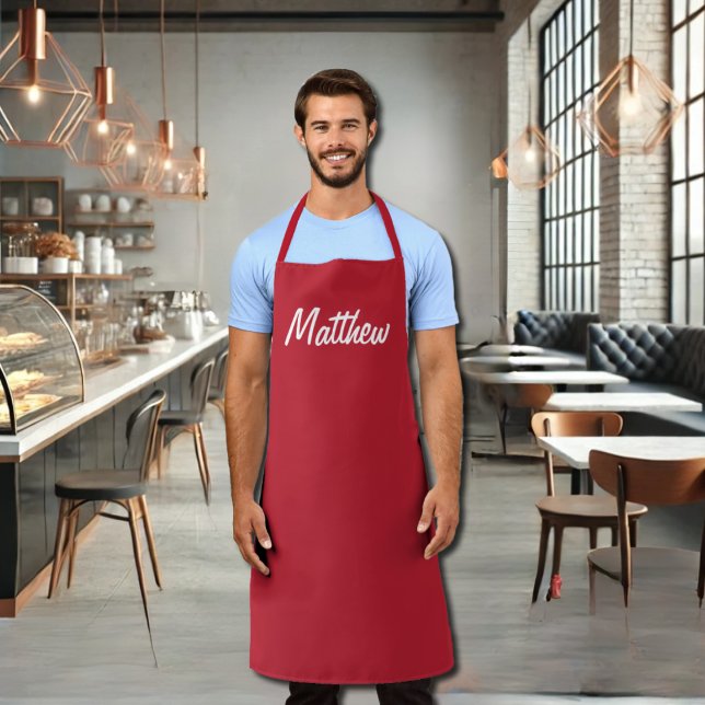 cardinal red solid color -personalized apron (Creator Uploaded)
