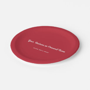 cardinal red solid color -personalized paper plates