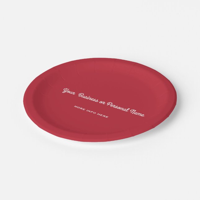 cardinal red solid color -personalized paper plates (Angled)