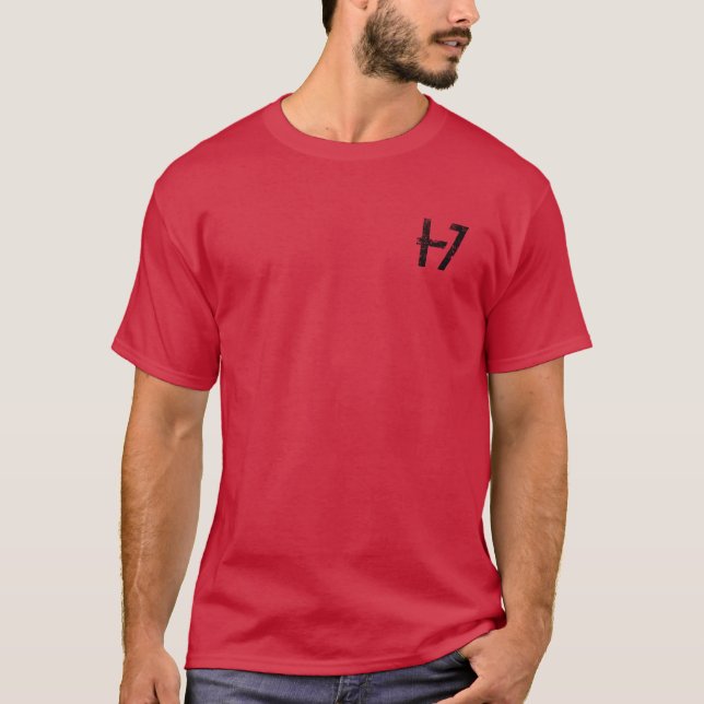 Cardinal Red T-Shirt Veteran Military w/ USA Flag (Front)