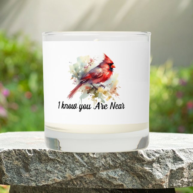 Cardinal Red Watercolor Personalize Scented Candle (Creator Uploaded)
