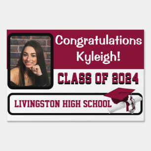 Cardinal Red & White 2-Sided Large Graduation Lawn Sign