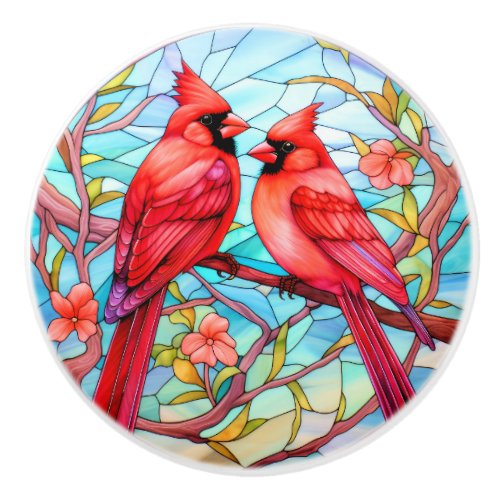 Cardinal Redbird  Ceramic Knob