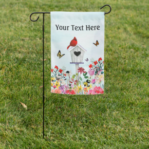 Cardinal RedBird Red Bird Birdhouse Personalized Garden Flag