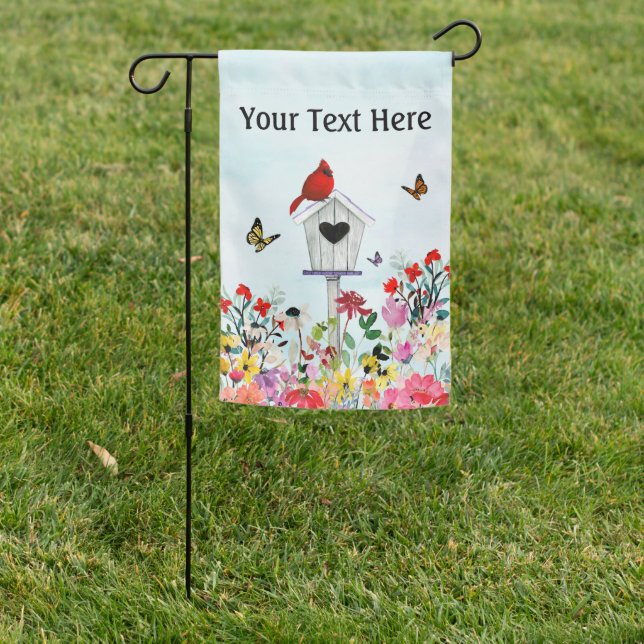 Cardinal RedBird Red Bird Birdhouse Personalized Garden Flag (In SItu)