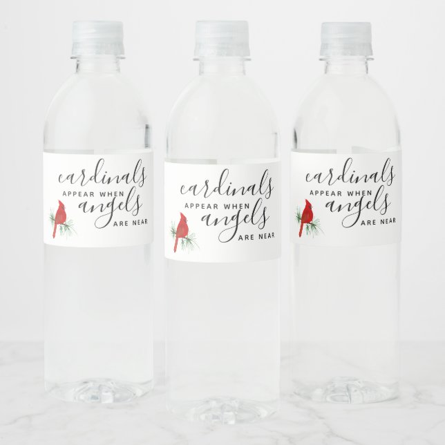Cardinal Remembrance Celebration of Life  Water Bottle Label (Bottles)