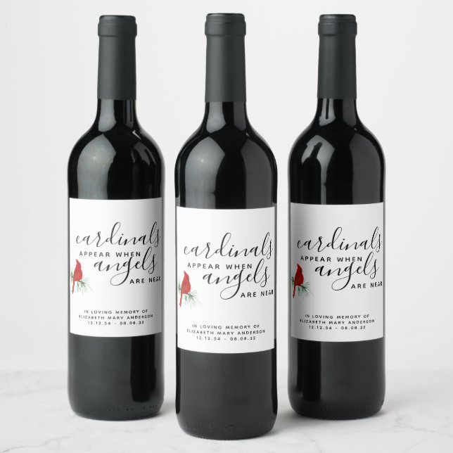 Cardinal Remembrance Celebration of Life Wine Label (Bottles)