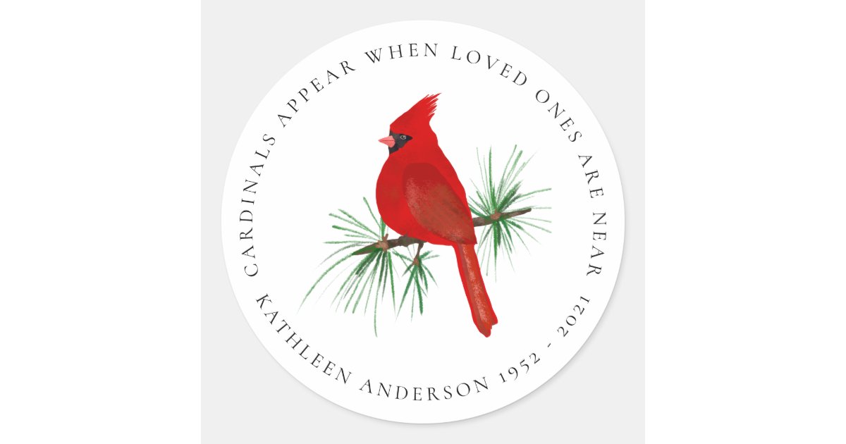Cardinal Remembrance Classic Round Sticker | Zazzle