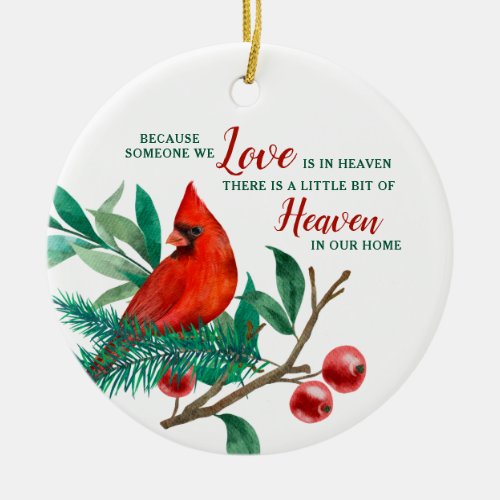 Cardinal Remembrance Heaven Poem Photo Memorial Ceramic Ornament - Honor your loved one this Christmas with a custom photo memorial cardinal ornament. This unique christmas memorial ornament is the perfect keepsake to pay tribute to your loved ones.
Quote " Because someone we Love is in heaven, there is a little bit of Heaven in our home."
Customize with favorite loved one's photos, name and dates. Personalize with names, wonderful tribute to dad, mom, grandparents, aunts uncles, sisters and you can include family pets or a beloved dog.
 COPYRIGHT © 2020 Judy Burrows, Black Dog Art - All Rights Reserved. Cardinal Remembrance Heaven Poem Photo Memorial Ceramic Ornament 