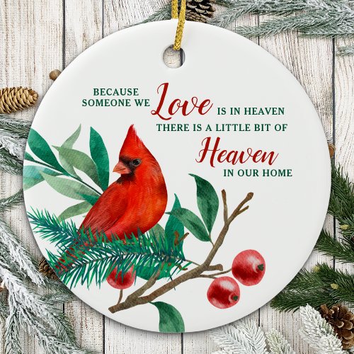 Cardinal Remembrance Heaven Poem Photo Memorial Ceramic Ornament