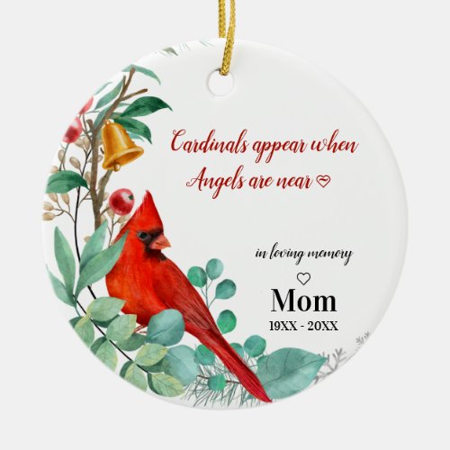 Cardinal Remembrance Keepsake Personalized Photo  Ceramic Ornament - Honor your loved one this Christmas with a custom photo memorial cardinal ornament. This unique christmas memorial ornament is the perfect keepsake to pay tribute to your loved ones.
Quote " Cardinals appear when Angels are near."
Customize with favorite loved one's photos, name and dates. Personalize with names, wonderful tribute to dad, mom, grandparents, aunts uncles, sisters and you can include family pets or a beloved dog.
 COPYRIGHT © 2020 Judy Burrows, Black Dog Art - All Rights Reserved. Cardinal Remembrance Keepsake Personalized Photo Ceramic Ornament