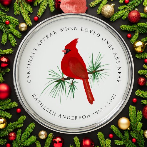 Cardinal Remembrance Metal Ornament